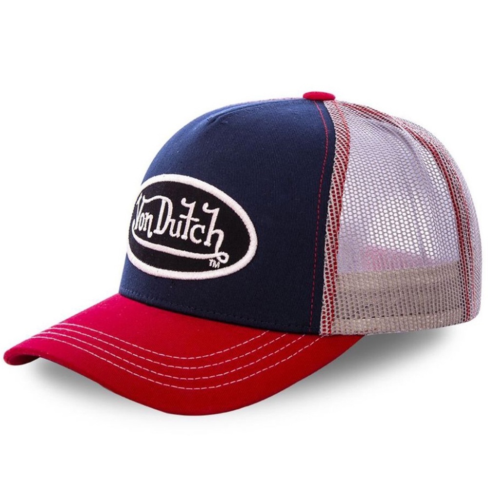 Von Dutch Navy, Red & White Mesh Trucker Hat